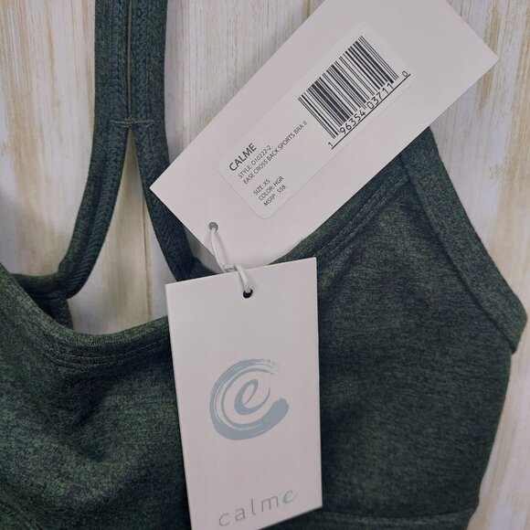Calme by Johnny Was Women's Ease Cross Back Sports Bra II Size XS Dark Green - Picture 4 of 10